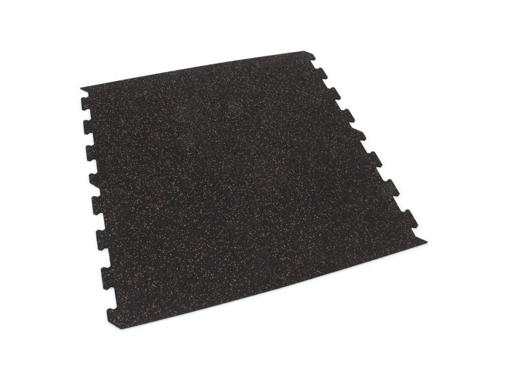 Čierno-červená gumová modulová puzzle dlažba (okraj) FLOMA IceFlo SF1100 - 100 x 100 x 0,8 cm