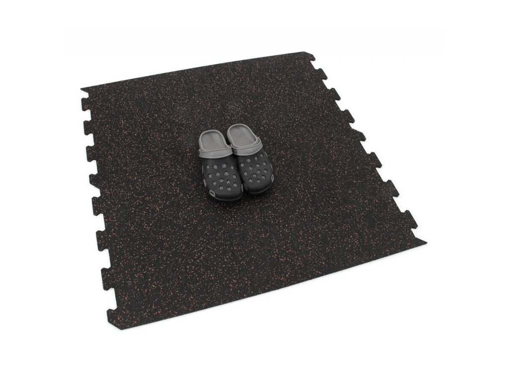 Čierno-červená gumová modulová puzzle dlažba (okraj) FLOMA IceFlo SF1100 - 100 x 100 x 0,8 cm