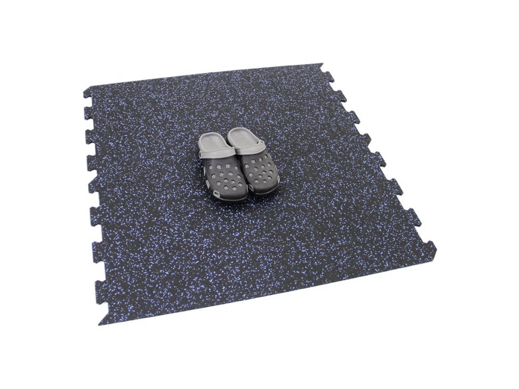 Čierno-modrá gumová modulová puzzle dlažba (okraj) FLOMA IceFlo SF1100 - 100 x 100 x 0,8 cm