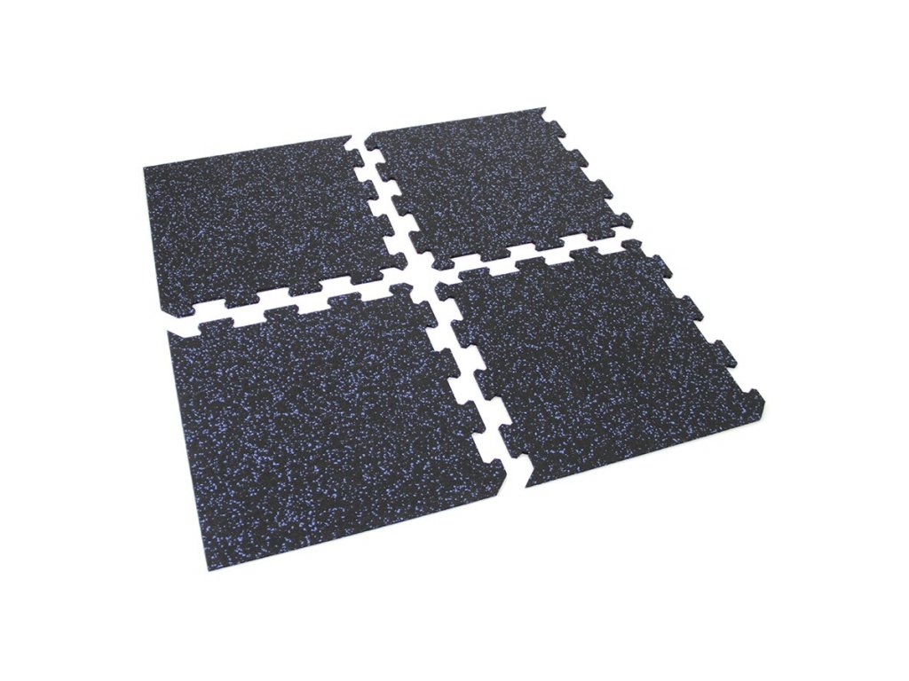 Čierno-modrá gumová modulová puzzle dlažba (roh) FLOMA IceFlo SF1100 - 100 x 100 x 0,8 cm