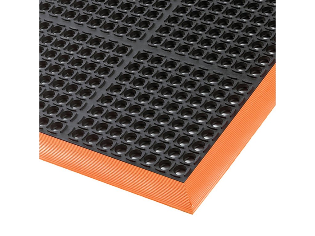 Čierno-oranžová olejovzdorná priemyselná extra odolná rohož Safety Stance - 163 x 97 x 2,2 cm