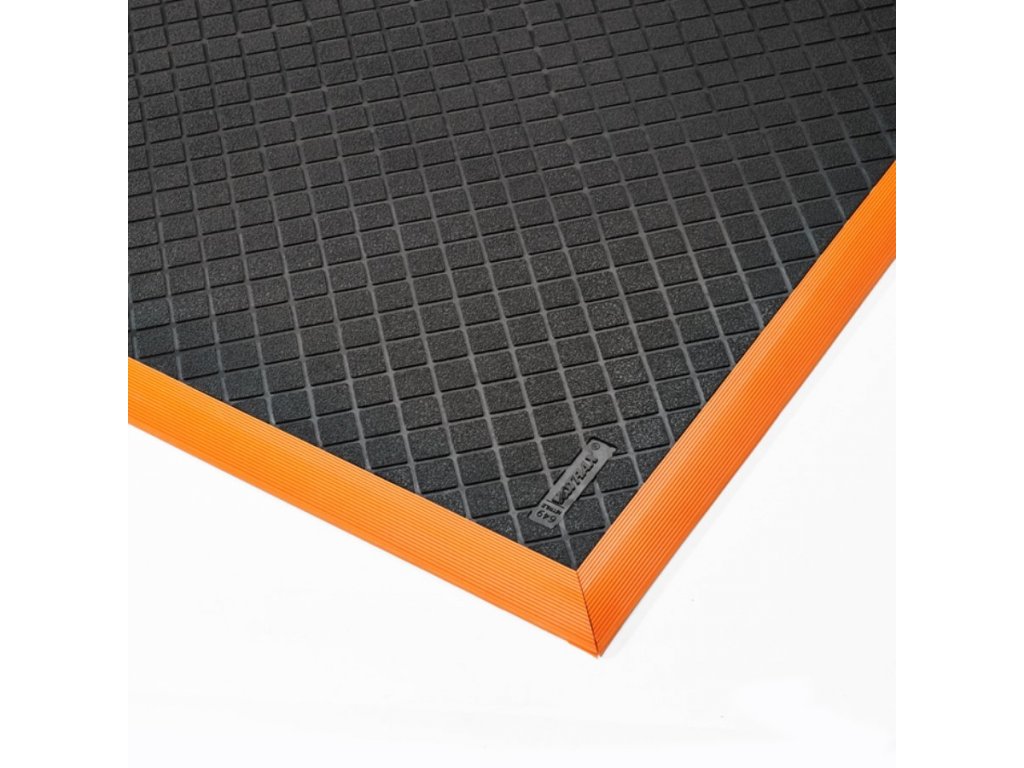 Čierno-oranžová olejovzdorná priemyselná extra odolná rohož Safety Stance Solid - 102 x 66 x 2,0 cm