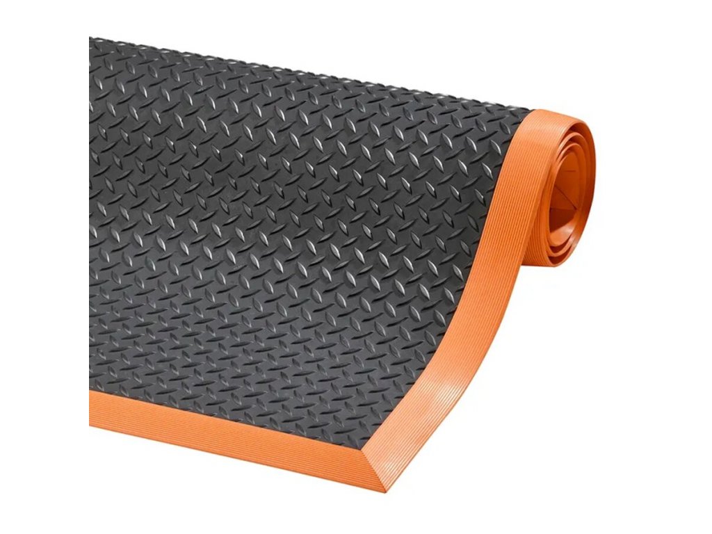 Čierno-oranžová protiúnavová protišmyková priemyselná rohož Cushion Flex - 210 x 91 x 1,27 cm