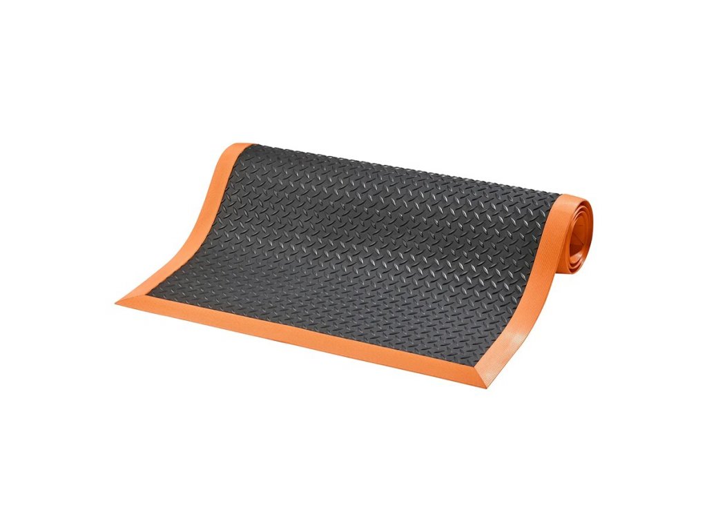 Čierno-oranžová protiúnavová protišmyková priemyselná rohož Cushion Flex - 210 x 91 x 1,27 cm