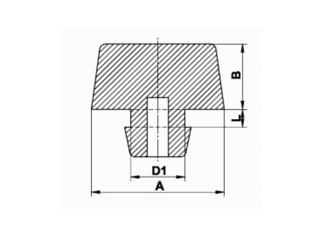 Čierny gumový doraz nástrčný do diery FLOMA - priemer 1,7 cm x 0,9 cm a výška krku 0,2 cm