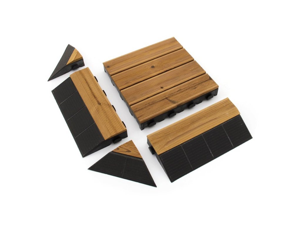 Drevený nájazd "samica" pre terasovú dlažbu Linea Combi-Wood - 40 x 19,5 x 6,5 cm