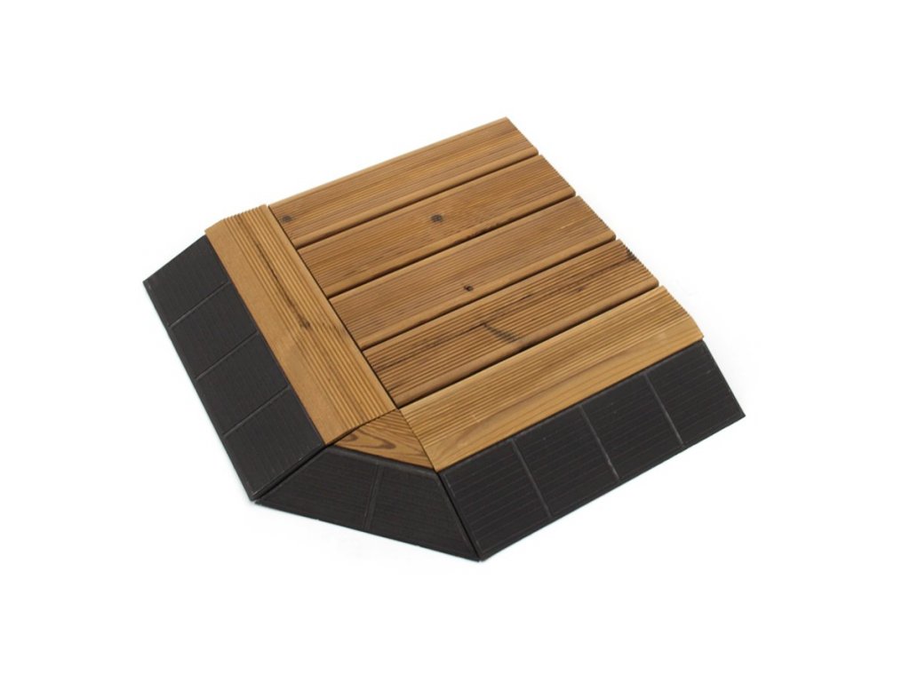 Drevený rohový nájazd pre terasovú dlažbu Linea Combi-Wood - 6,5 cm - 4 ks