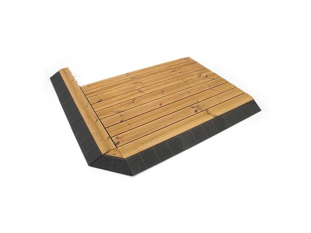 Drevený rohový nájazd pre terasovú dlažbu Linea Combi-Wood - 6,5 cm - 4 ks