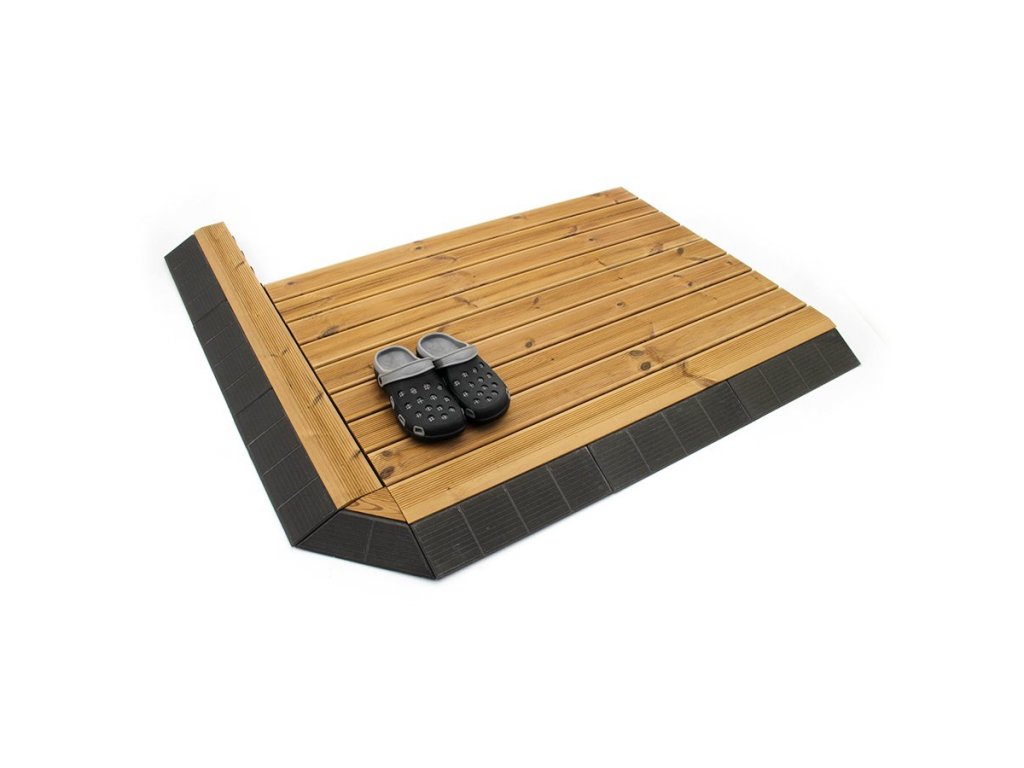 Drevený rohový nájazd pre terasovú dlažbu Linea Combi-Wood - 6,5 cm - 4 ks