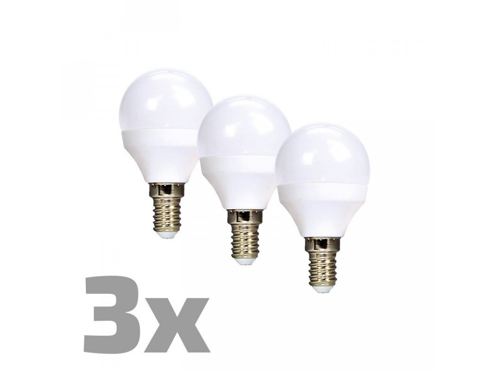 ECOLUX LED žiarovka Ecolux 3-pack, miniglobe, 6W, E14, 3000K, 450lm, biele prevedenie, 3ks