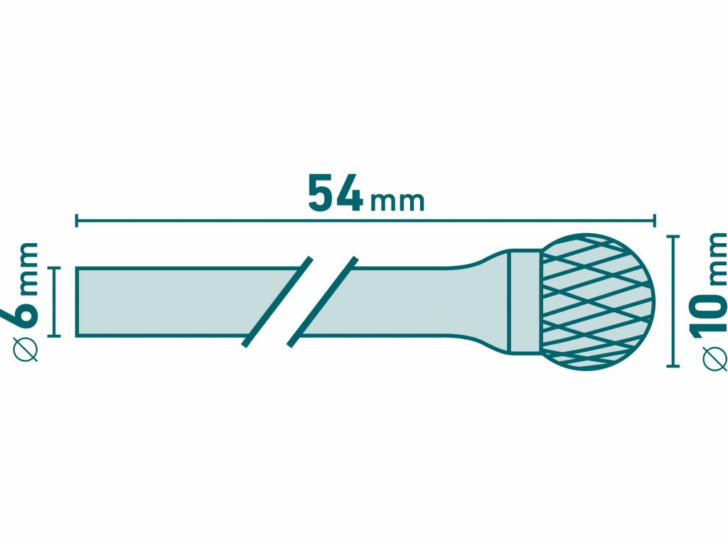 Fréza karbidová guľovitá, Ø10mm, EXTOL INDUSTRIAL