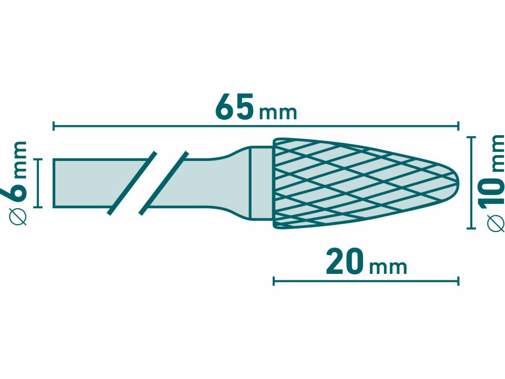 Fréza karbidová konvexná, pologuľaté čelo, Ø10mm, EXTOL INDUSTRIAL