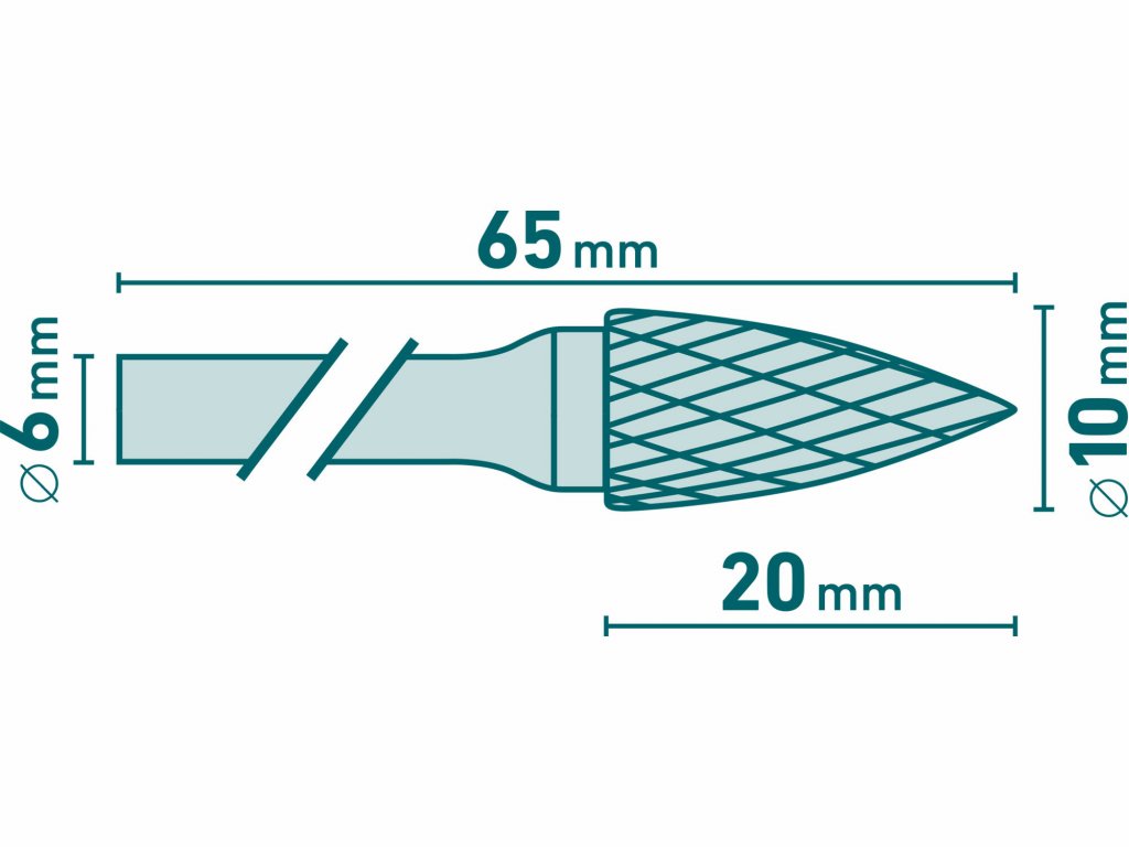 Fréza karbidová konvexná špicatá, Ø10mm, EXTOL INDUSTRIAL