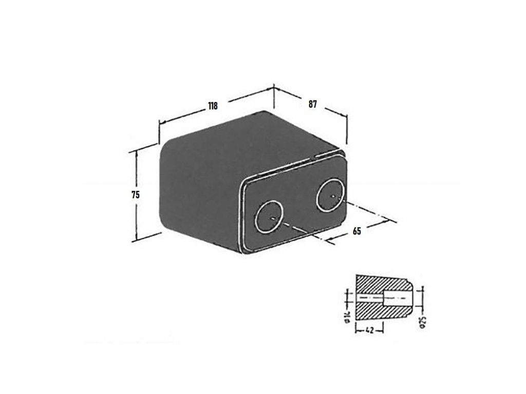 Gumený doraz na kamión FLOMA T5080 - 11,8 x 7,5 cm a hrúbka 8,7 cm