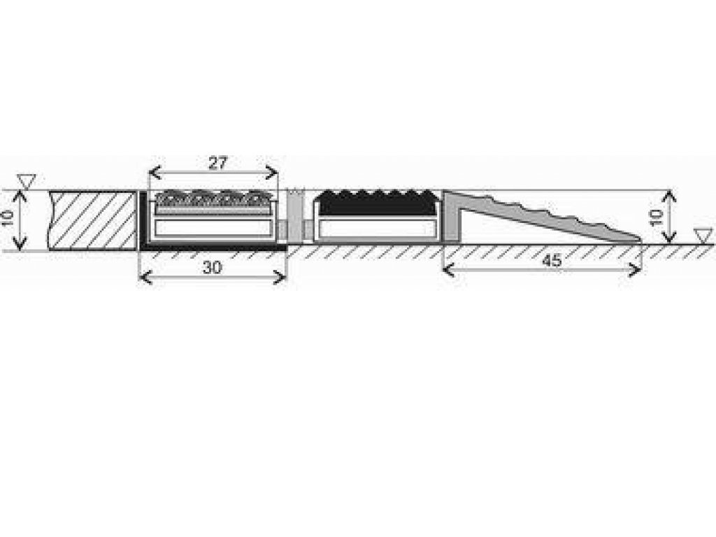 Gumová hliníková čistiaca vonkajšia vstupná kefová rohož Alu Low Extra - 150 x 100 x 1 cm