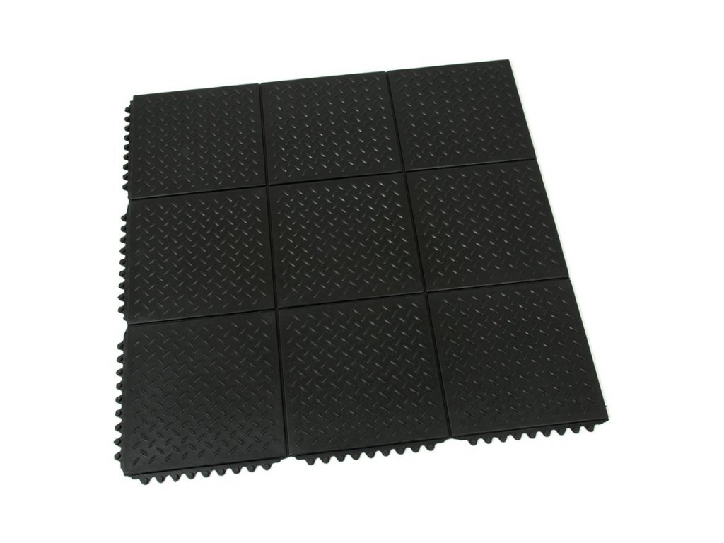 Gumová protiúnavová rohož FLOMA Diamond Plate Tile - 91 x 91 x 1,4 cm