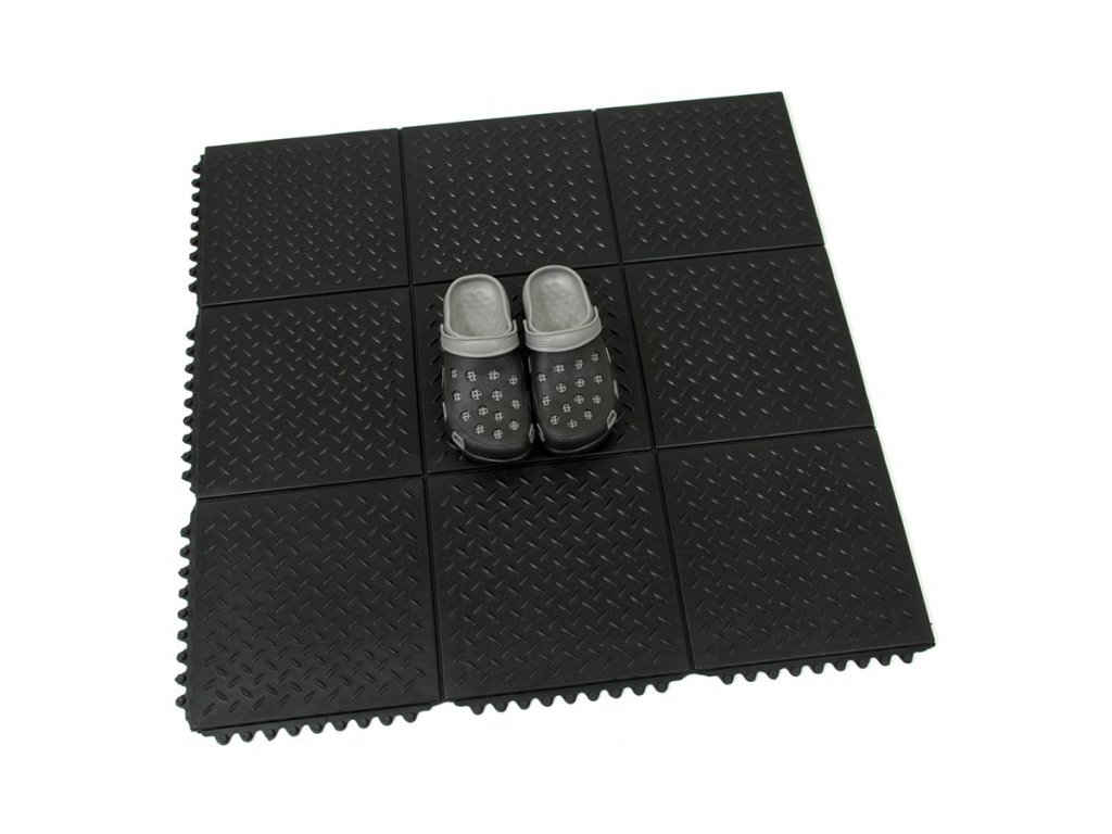 Gumová protiúnavová rohož FLOMA Diamond Plate Tile - 91 x 91 x 1,4 cm