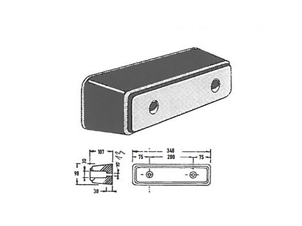 Gumový doraz na kamión FLOMA T5030 - 34,8 x 9,8 cm a hrúbka 10,7 cm