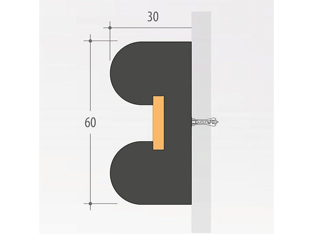 Gumový nárazový ochranný pás (zvodidlo) FLOMA - 300 x 6 cm a hrúbka 3 cm