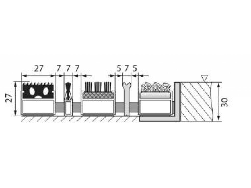 Hliníková textilná čistiaca vnútorná vstupná kefová rohož Alu Extra - 60 x 90 x 2,7 cm