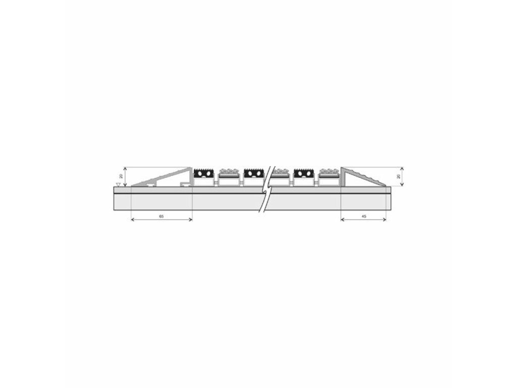 Hliníkový nábehový rám pre vstupné rohože a čistiace zóny 60 x 260 - 6,5 x 2 cm