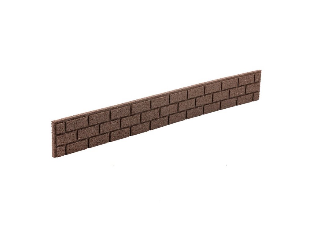 Hnedý gumový záhradný obrubník FLOMA Bricks - 120 x 2 x 15 cm