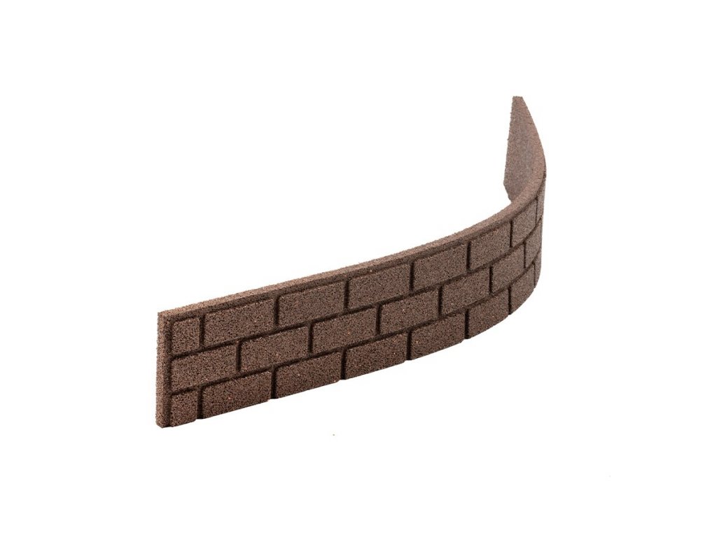 Hnedý gumový záhradný obrubník FLOMA Bricks - 120 x 2 x 15 cm