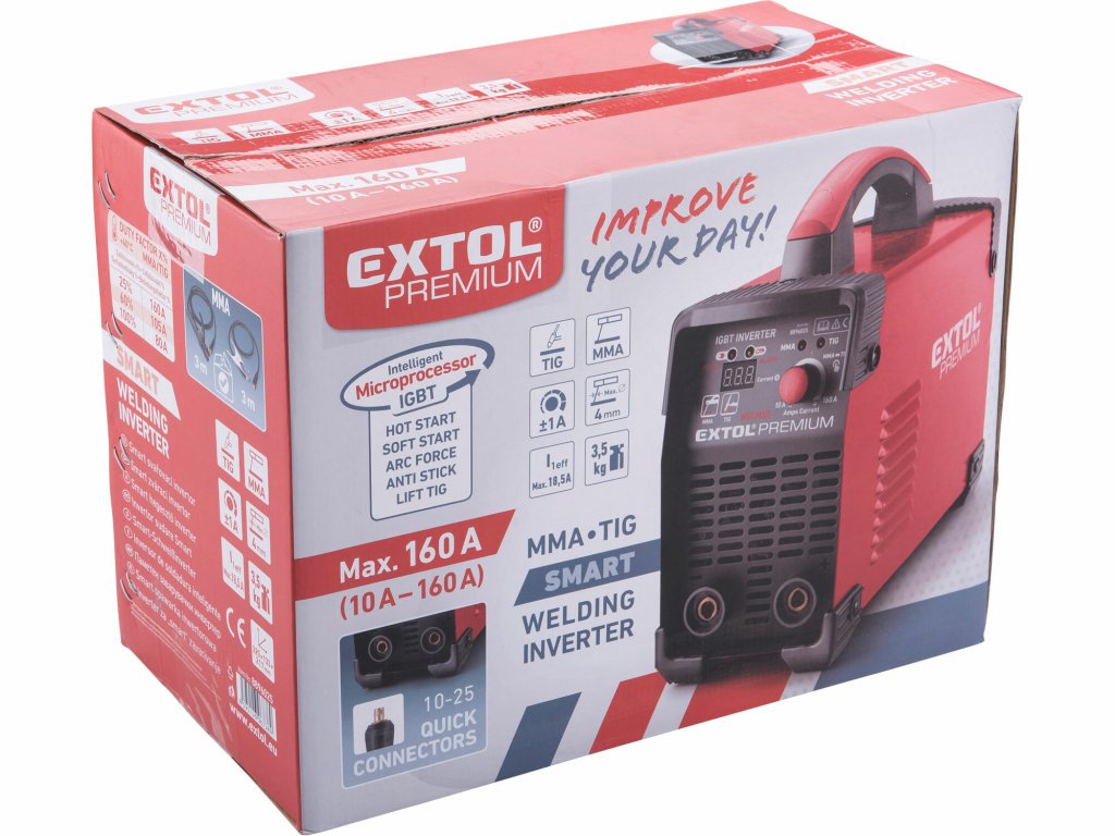 Invertor zvárací 10-160A, príkon 4,3kW, 70V, MMA a TIG, EXTOL PREMIUM