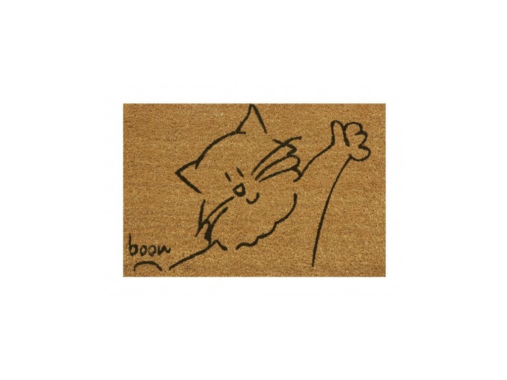 Kokosová čistiaca vonkajšia vstupná rohož FLOMA Cat - 40 x 60 x 1,4 cm