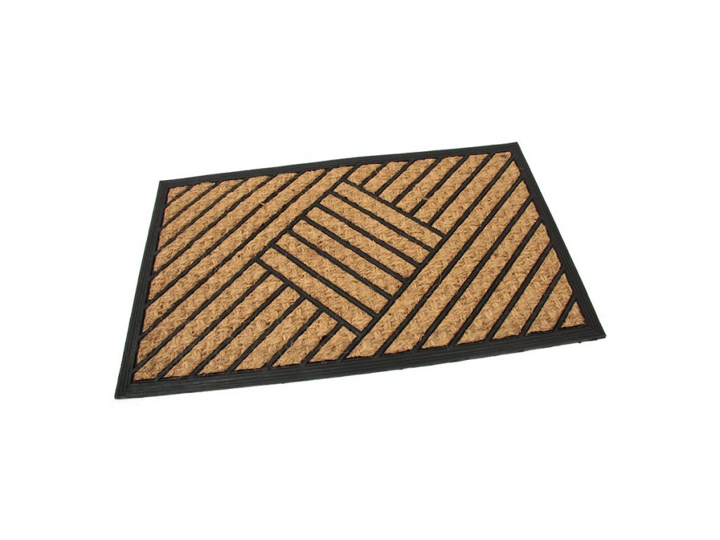 Kokosová čistiaca vonkajšia vstupná rohož FLOMA Rectangle - Stripes - dĺžka 40 cm, šírka 60 cm, výška 0,8 cm