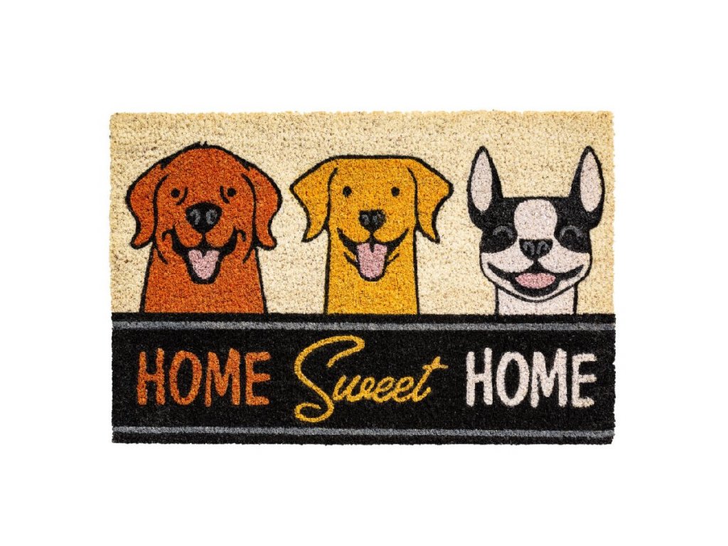 Kokosová vnútorná čistiaca vstupná rohož FLOMA Ruco Happy Dogs Home Sweet Home - 40 x 60 x 1,5 cm