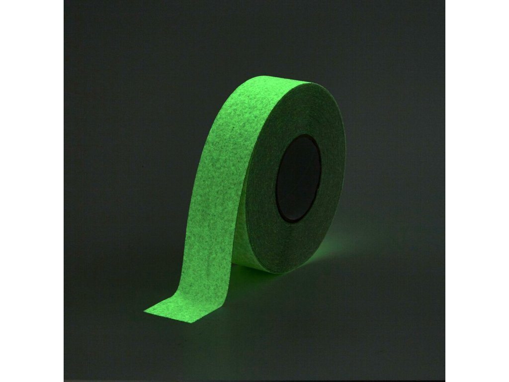 Korundová fotoluminiscenčná protišmyková páska FLOMA Glow in the Dark - 18,3 mx 5 cm a hrúbka 1 mm