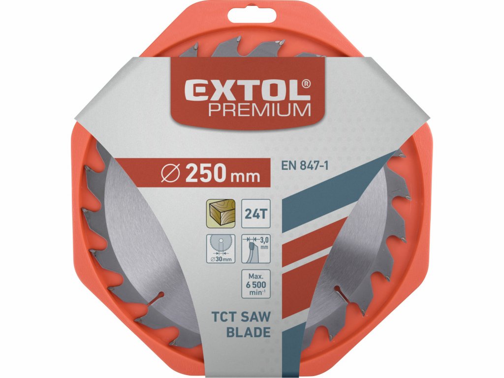 Kotúč pílový s SK plátkami, Ø250x3,2x30mm, 24z, EXTOL PREMIUM