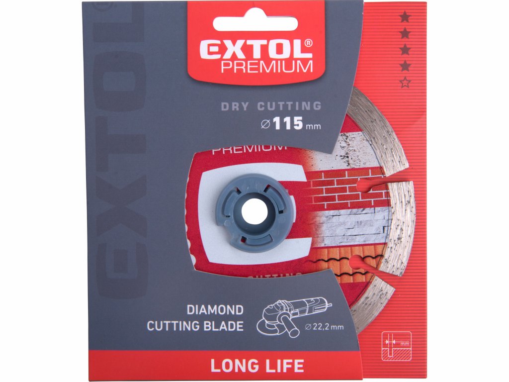 Kotúč rezný diamantový segmentový Long Life, 115mm, EXTOL PREMIUM