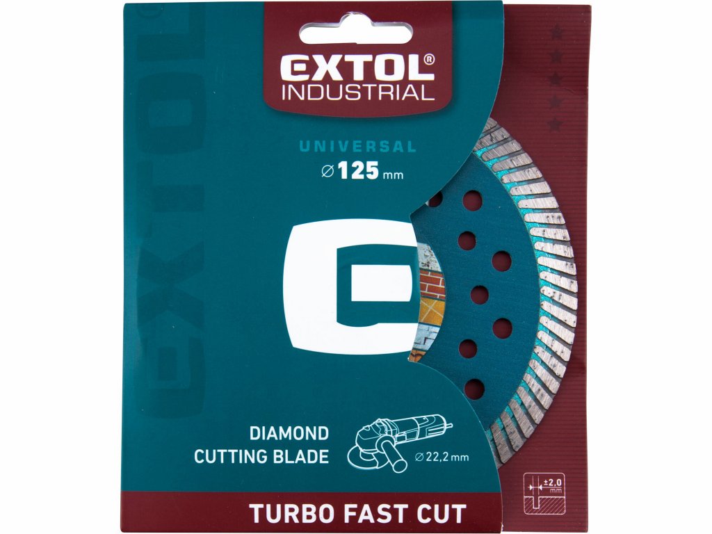 Kotúč rezný diamantový Turbo Fast Cut, 125mm, EXTOL INDUSTRIAL