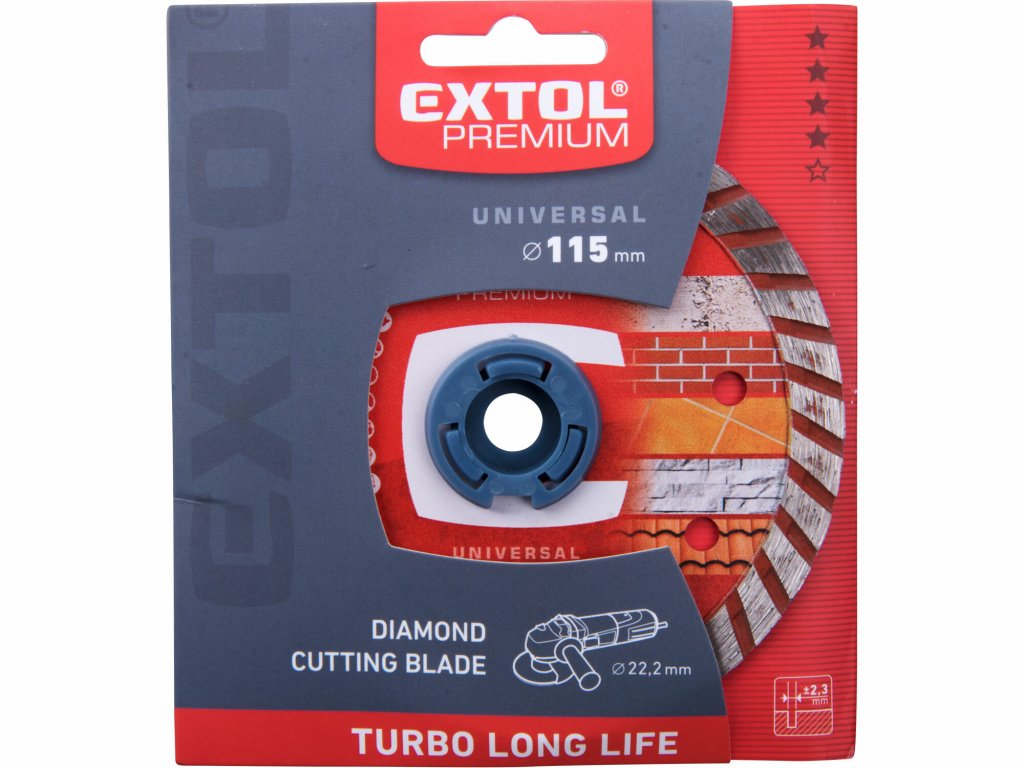 Kotúč rezný diamantový Turbo Long Life, 115mm, EXTOL PREMIUM