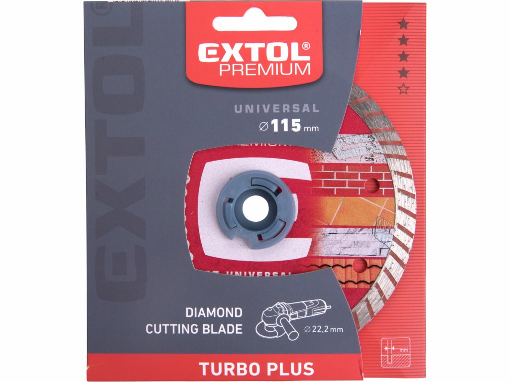 Kotúč rezný diamantový Turbo plus, Ø115mm, EXTOL PREMIUM