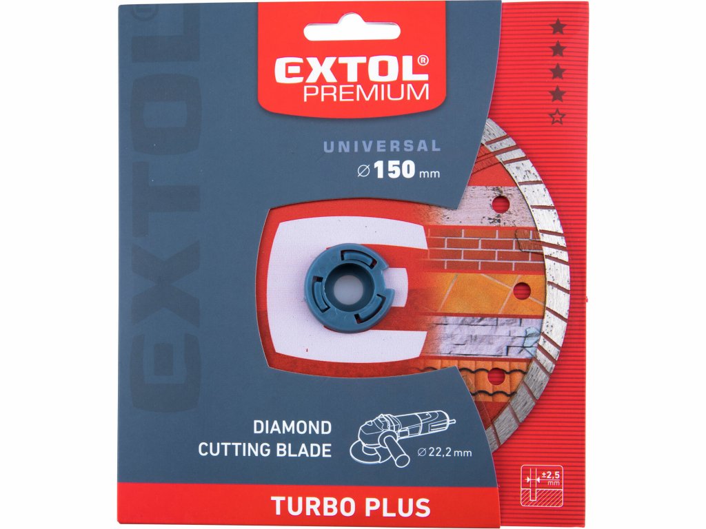 Kotúč rezný diamantový Turbo plus, Ø150mm, EXTOL PREMIUM