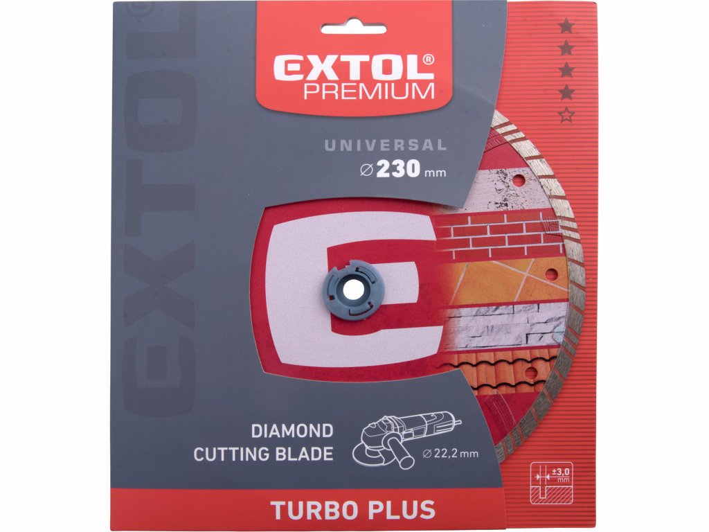 Kotúč rezný diamantový Turbo plus, Ø230mm, EXTOL PREMIUM