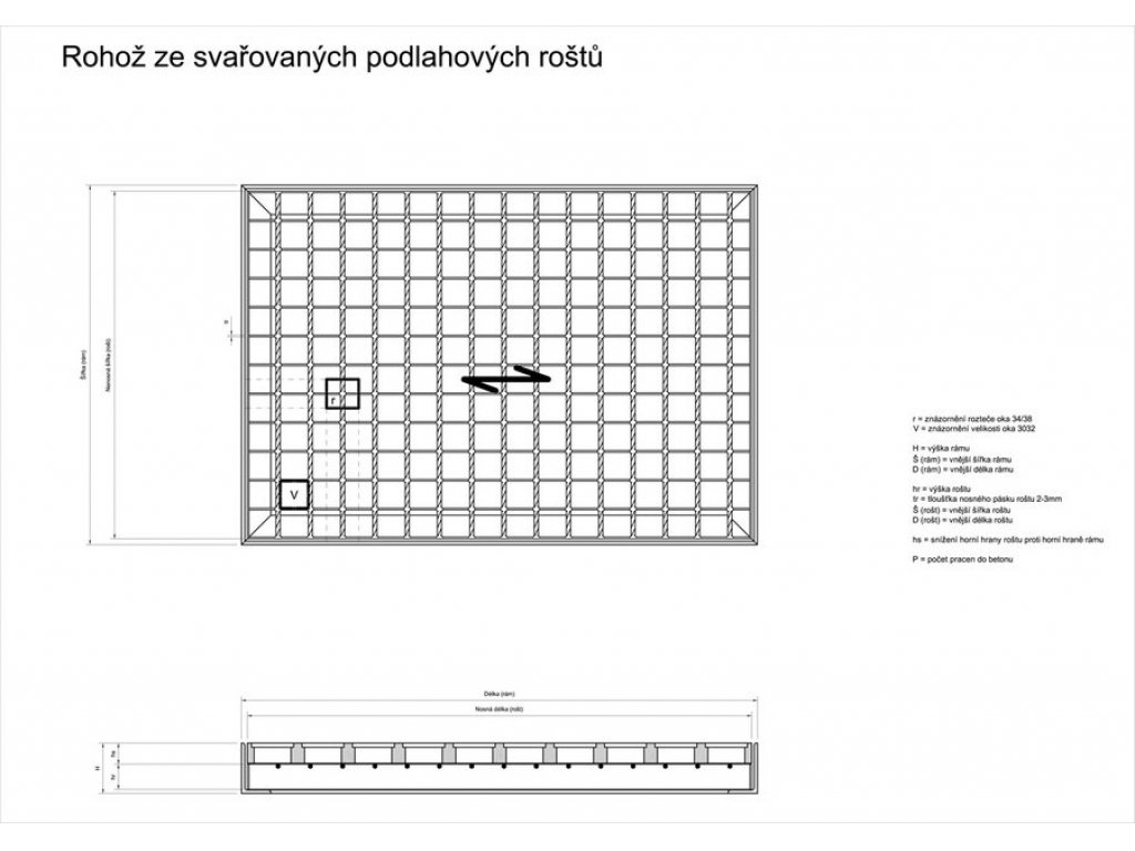 Kovová rohož zo zváraných podlahových roštov s gumou bez prác Galva - 101,5 x 101,5 x 6 cm