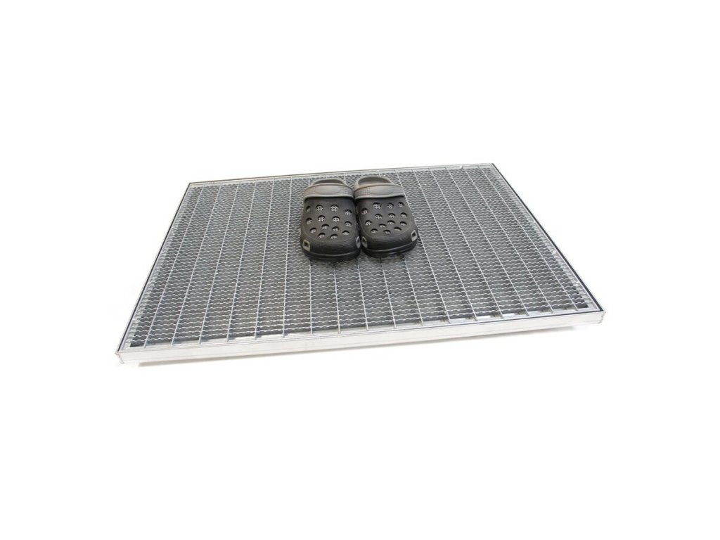 Kovová vonkajšia čistiaca vstupná rohož s odtokovou vaňou FLOMA SteelMat - 60 x 80 x 2,5 cm