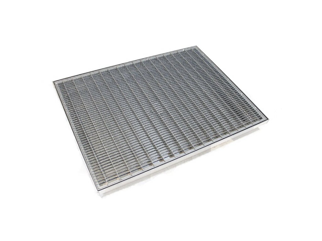 Kovová vonkajšia čistiaca vstupná rohož s odtokovou vaňou FLOMA SteelMat - 60 x 80 x 2,5 cm