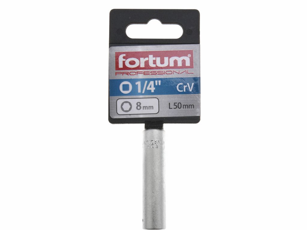 Kľúč nástrčný predĺžený, 8mm, 1/4”, FORTUM