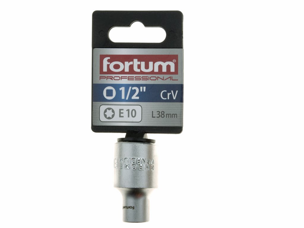 Kľúč nástrčný TORX, E10, 1/2”, FORTUM