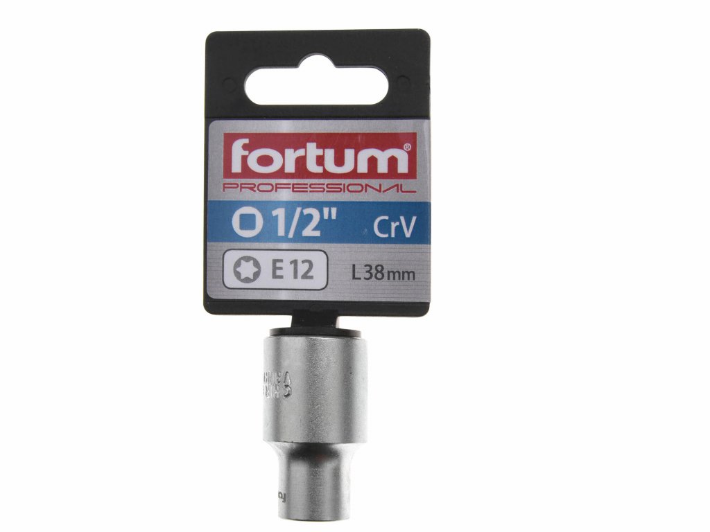 Kľúč nástrčný TORX, E12, 1/2”, FORTUM