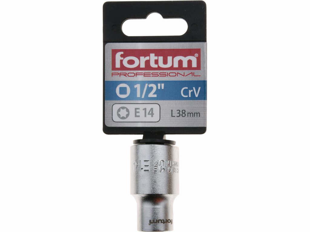 Kľúč nástrčný TORX, E14, 1/2”, FORTUM