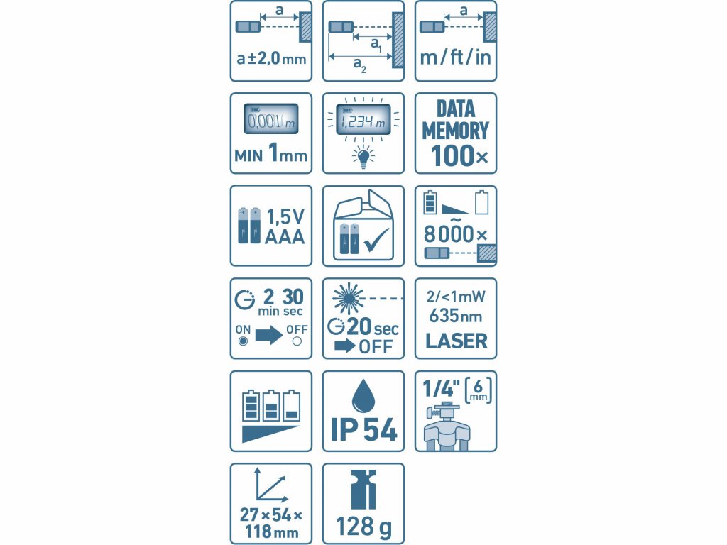 Merač vzdialenosti laserový, 0,05-40m, EXTOL PREMIUM