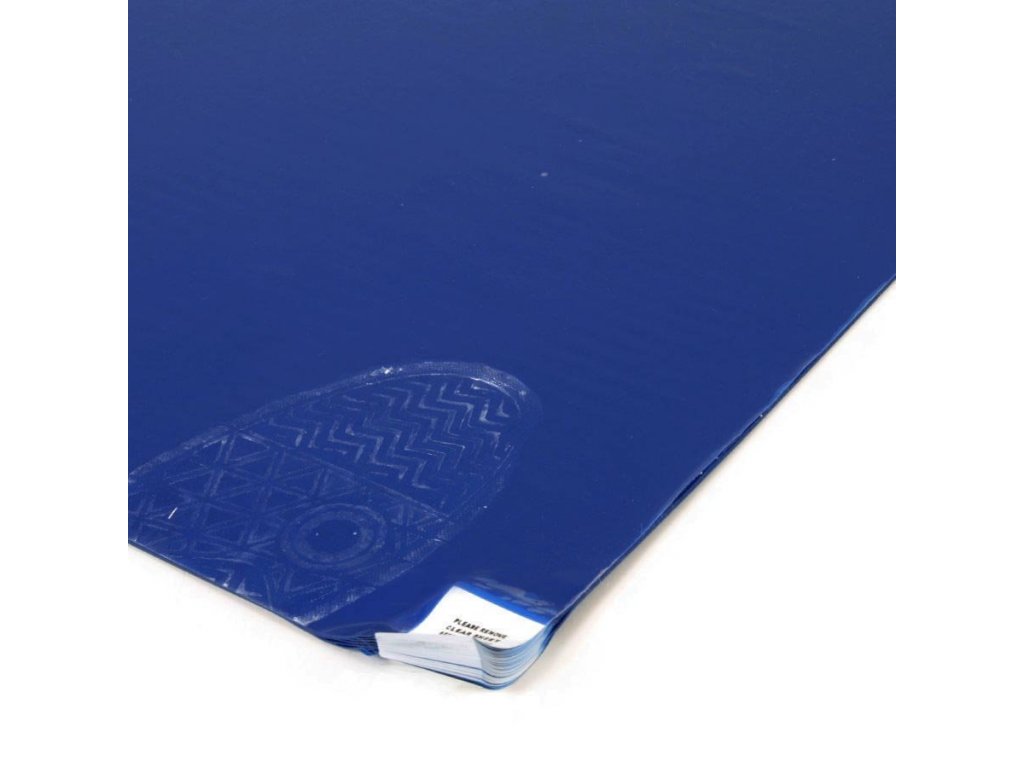 Modrá lepiaca dezinfekčná antibakteriálna dekontaminačná ESD rohož FLOMA Antibacterial Sticky Mat - 60 x 90 cm - 30 listov