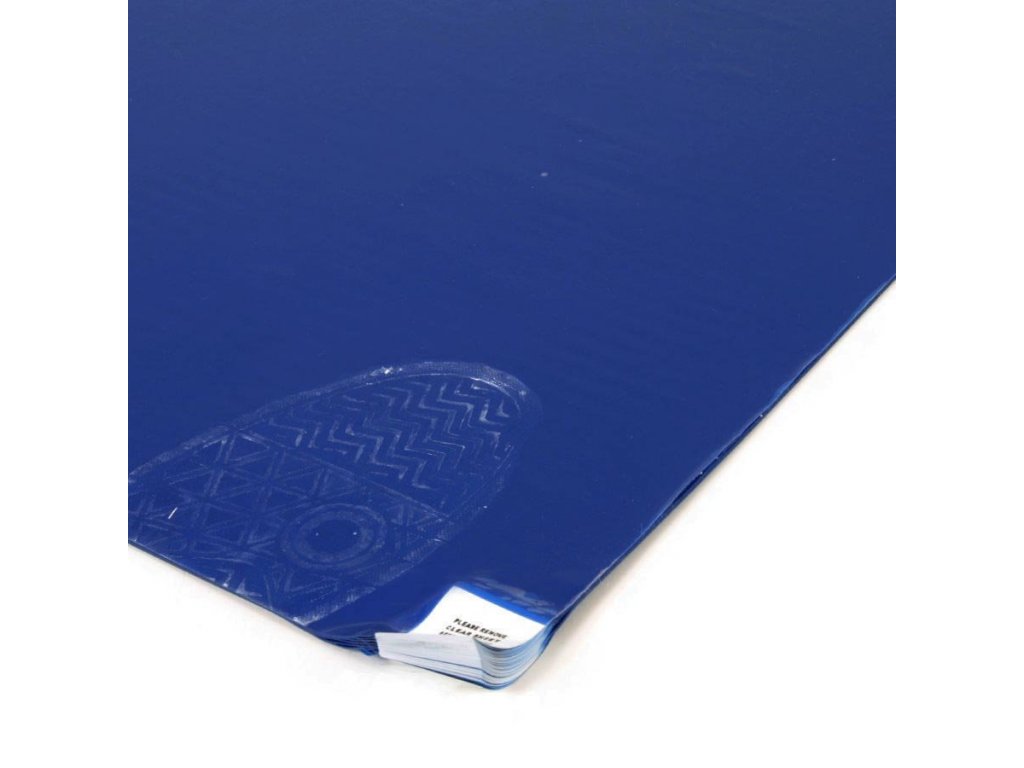 Modrá lepiaca dezinfekčná dekontaminačná antibakteriálna rohož Biomaster Antibacterial Sticky Mat, FLOMA - 45 x 115 cm - 60 listov