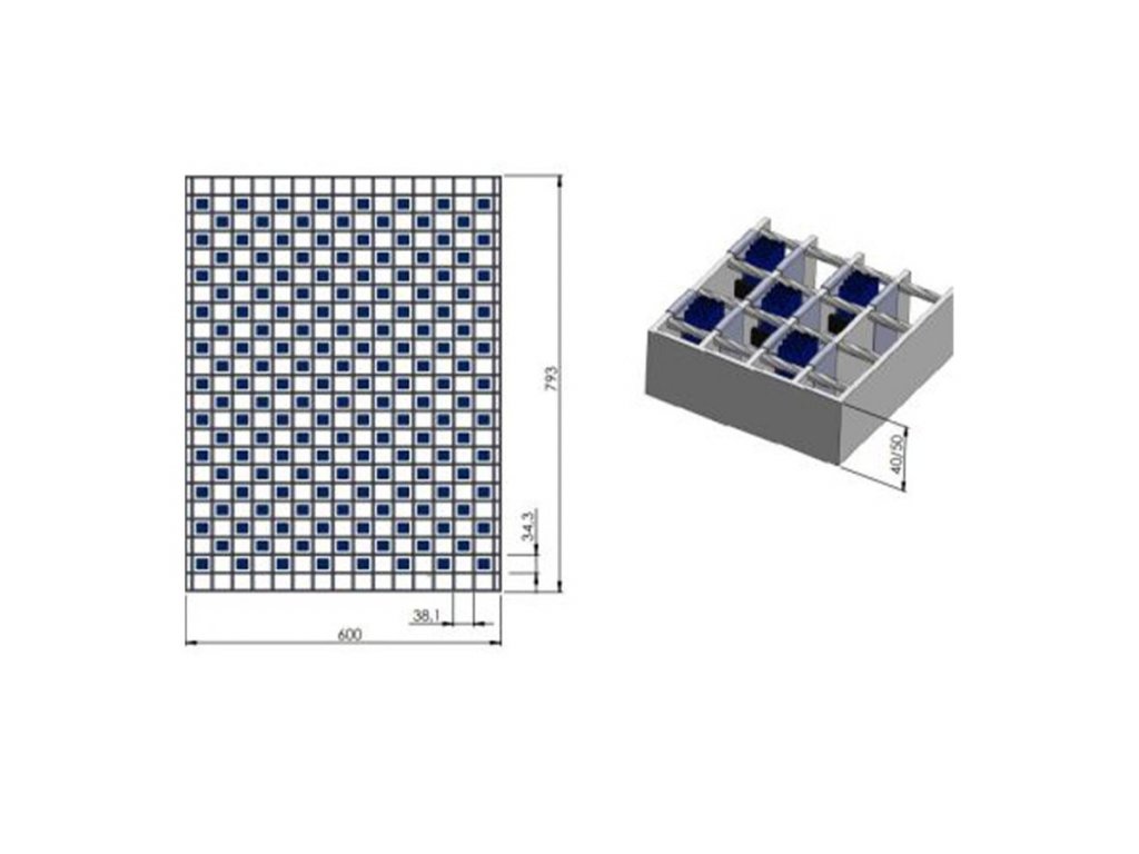 Oceľový extra odolný čistiaci kefový pozinkovaný podlahový rošt pre vysokozdvižné vozíky FLOMA Economic - 60 x 79,3 x 5 cm